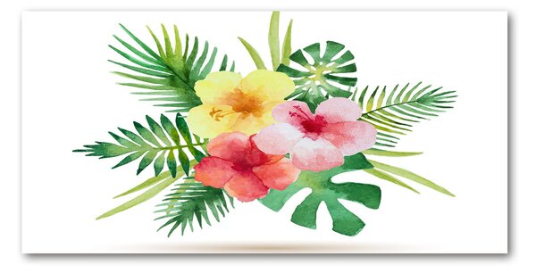 Tablou pe pe sticlă flori Hawaii