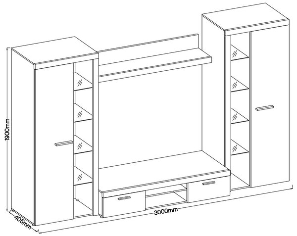 Mobilier living Rudby XL (Stejar sonoma) (fără iluminat). 610110