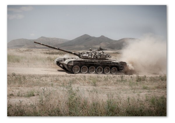 Tablou sticlă Tank în deșert