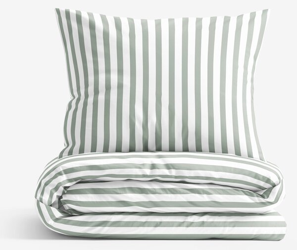 Goldea lenjerie de pat 100% bumbac - dungi verde salvie 140 x 200 și 50 x 70 cm