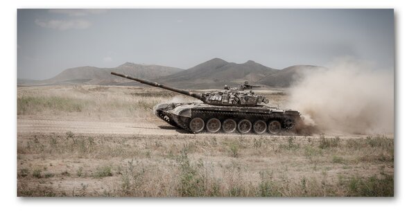 Tablou sticlă Tank în deșert