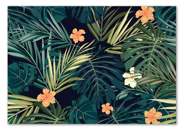 Tablou din Sticlă frunze tropicale