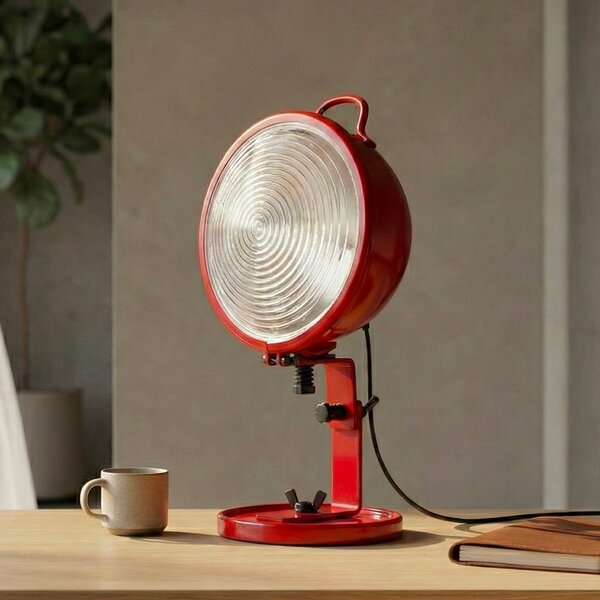 Aluminor Lampa de masă Jeep, roșie, aluminiu, sticlă, oțel, E14, Roșu, Camera de zi / sufragerie, Aluminiu, Design