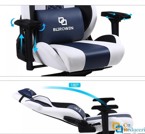 Scaun ergonomic pentru gaming sau birou, Blirowin®, suport
