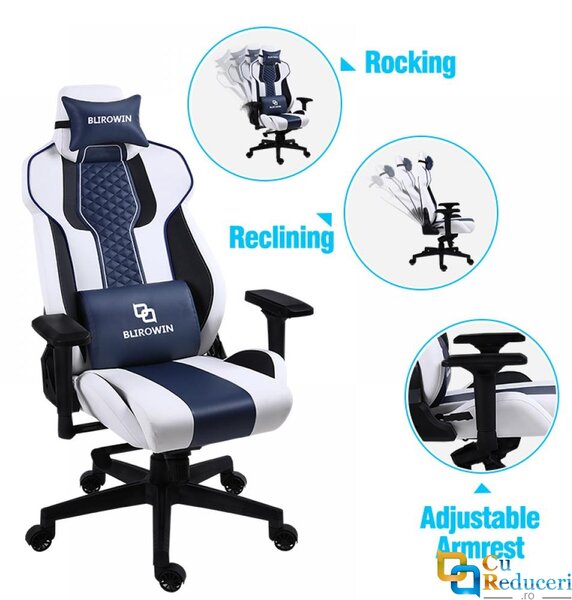 Scaun ergonomic pentru gaming sau birou, Blirowin®, suport