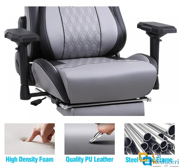 Scaun gaming/birou, Blirowin®, suport lombar reglabil cu masaj