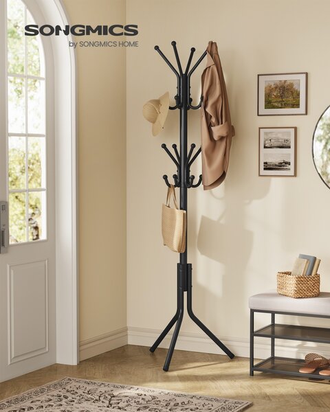 Cuier tip pom, Alan, Songmics, Negru, 48x43x175 cm