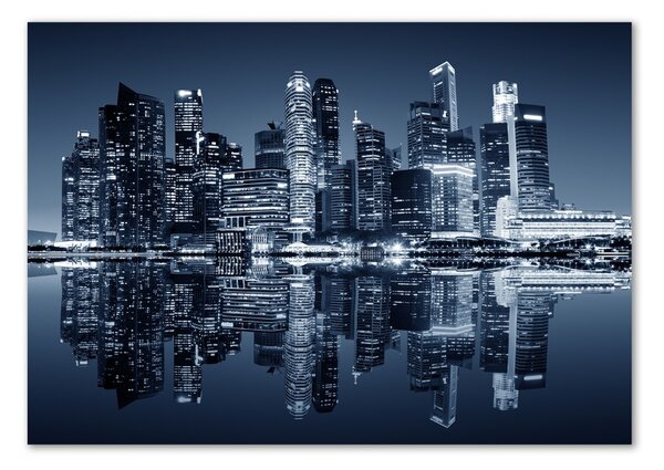 Tablou pe pe sticlă Singapore timp de noapte