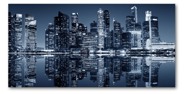 Tablou pe pe sticlă Singapore timp de noapte