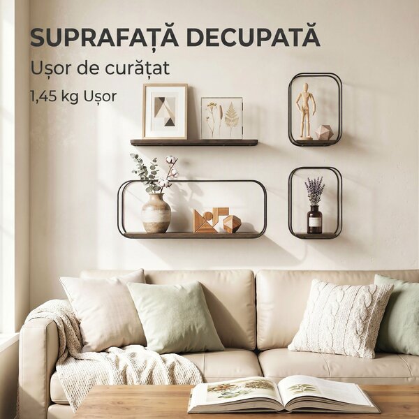 HOMCOM rafturi suspendate perete, rafturi decorative moderne | Aosom Romania
