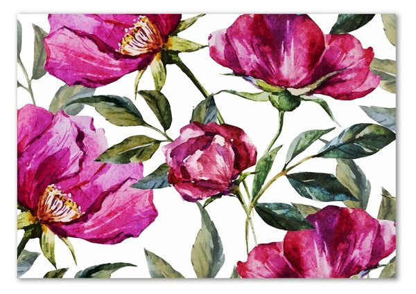 Tablou Printat Pe Sticlă bujori roz