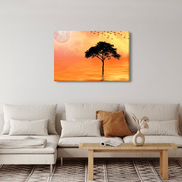Tablou cu copac în apus de soare (90x60 cm)