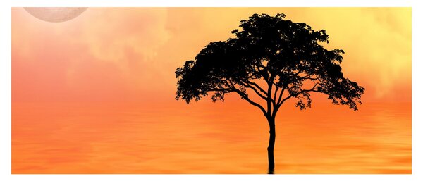 Tablou cu copac în apus de soare (120x50 cm)