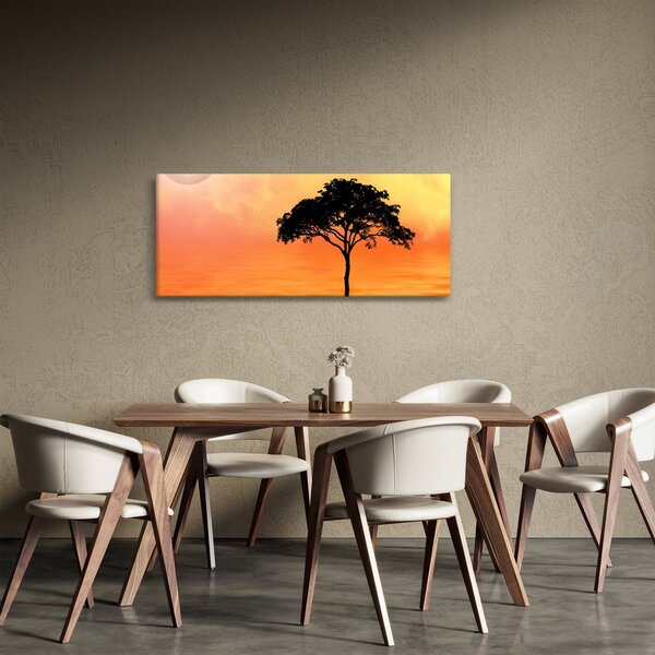 Tablou cu copac în apus de soare (120x50 cm)