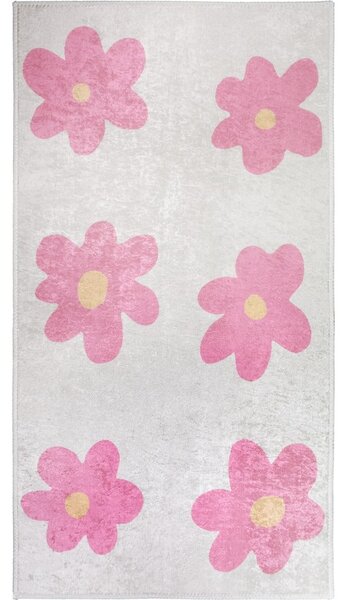 Covor pentru copii roz-fildeș lavabil 60x100 cm Cute Flowers Pink – Vitaus