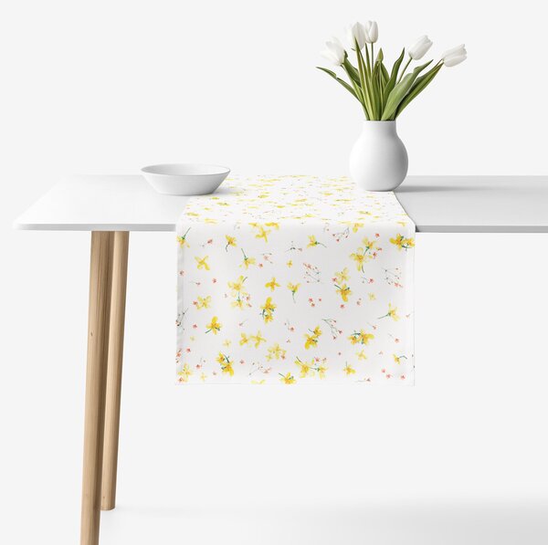 Goldea napron de masă decorativ valencia - flori de narcise 50x160 cm