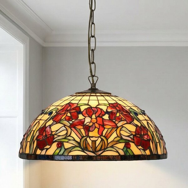 Artistar LINE lampă suspendată clasică, 1 x E27, reglabil, Multicolor, Camera de zi / sufragerie, Sticlă, Tiffany
