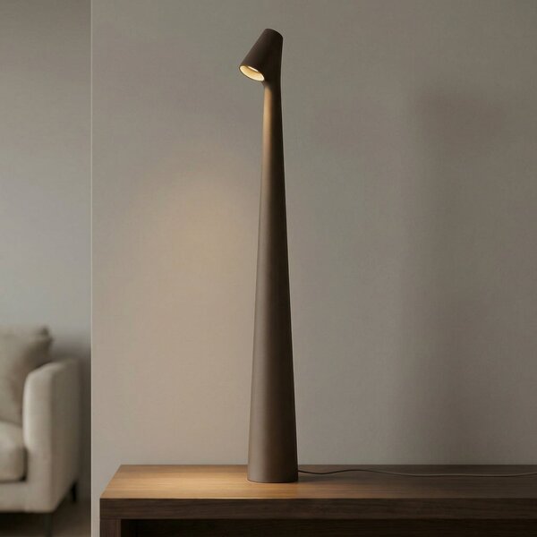 Vibia Lampa de masă cu baterie LED Africa, înălțime 45 cm, maro închis, reglabil, Maro / Rugină, Camera de zi / sufragerie, Metal, Design