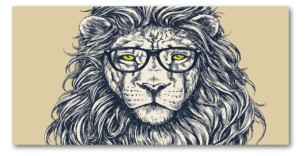 Tablou Printat Pe Sticlă leu Hipster