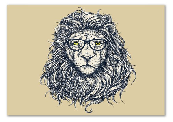Tablou Printat Pe Sticlă leu Hipster