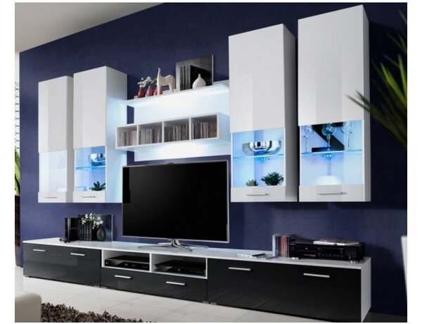 Mobilier living Aston 2 (alb + negru) (cu iluminat). 611005