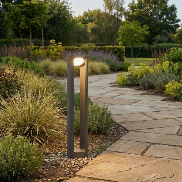 Lucande lampă LED stâlpișor Dylen, gri, metal, 80 cm, IP65, Negru, Metal, Modern