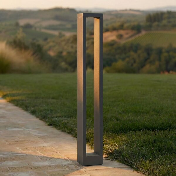Lucande Jupp bornă luminoasă LED, 90 cm, antracit, metal, IP54, Negru, Aluminiu, Modern