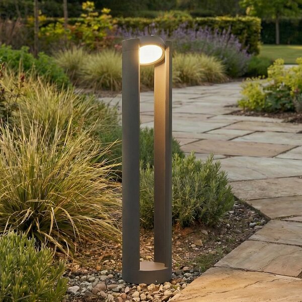 Lucande lampă LED stâlpișor Dylen, gri, metal, 80 cm, IP65, Negru, Metal, Modern