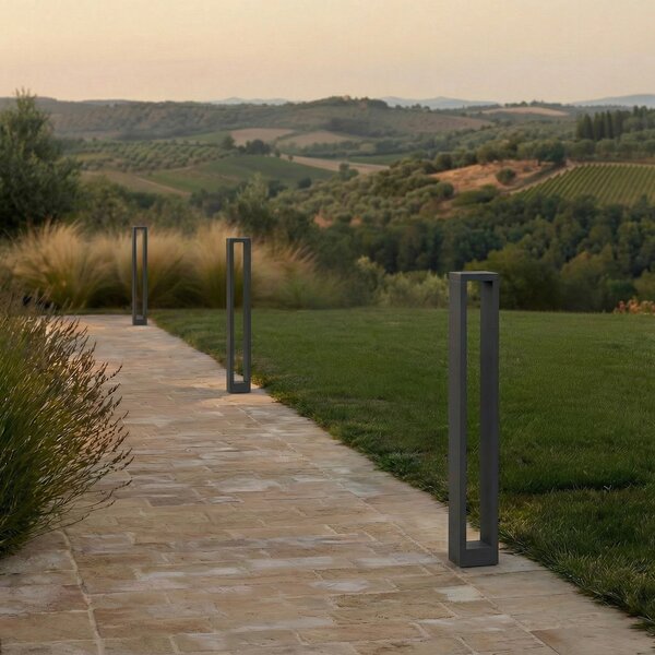 Lucande Jupp bornă luminoasă LED, 90 cm, antracit, metal, IP54, Negru, Aluminiu, Modern