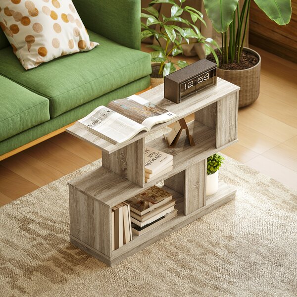 HOMCOM Măsuță de cafea modernă în formă de S cu 4 rafturi 90x30x61 cm Lemn | Aosom Romania