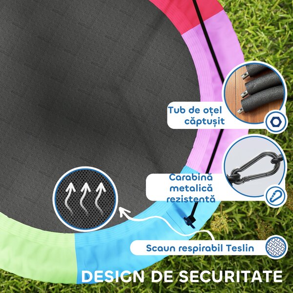 AIYAPLAY Leagăn Tip Cuib pentru Copii Ø100 cm, Leagăn de Copac cu Corzi Reglabile și Curele, Joc de Exterior pentru Copii 3-8 Ani, Capacitate 300 kg, Multicolor | Aosom Romania