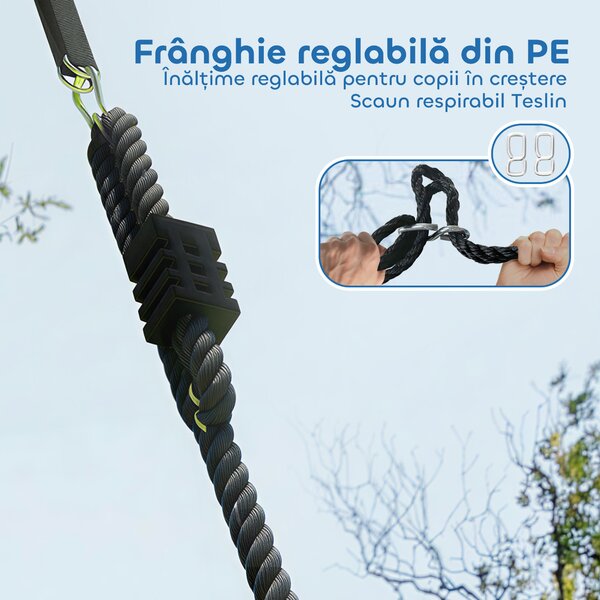 AIYAPLAY Leagăn Tip Cuib pentru Copii Ø100 cm, Leagăn de Copac cu Corzi Reglabile și Curele, Joc de Exterior pentru Copii 3-8 Ani, Capacitate 300 kg, Multicolor | Aosom Romania