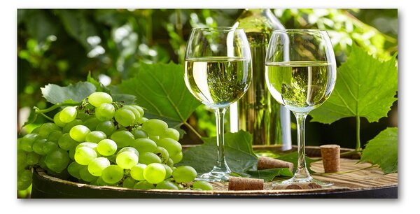 Tablou din Sticlă Vin alb și fructe