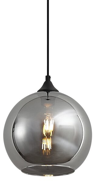 Lampă suspendată Art Deco neagră cu sticlă fumurie - Wallace