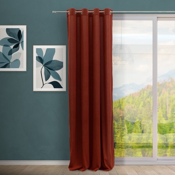 Draperie teracotă din catifea reiată 140x260 cm Merely – Casa Selección