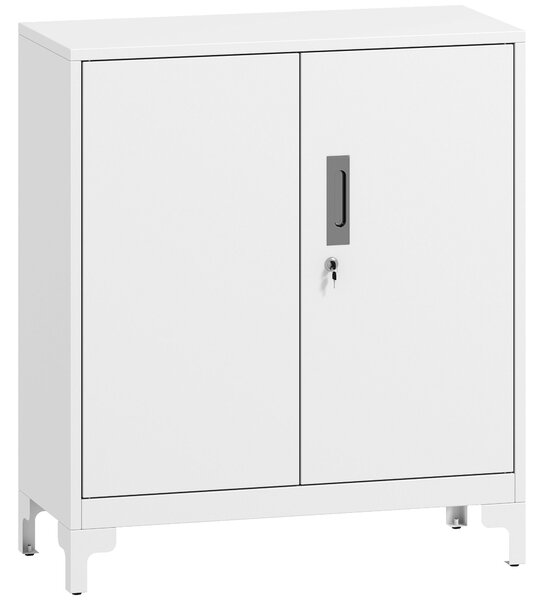 HOMCOM Mobilier de birou cu 3 rafturi, 2 uși și chei, 80x35x91 cm, Alb | Aosom Romania