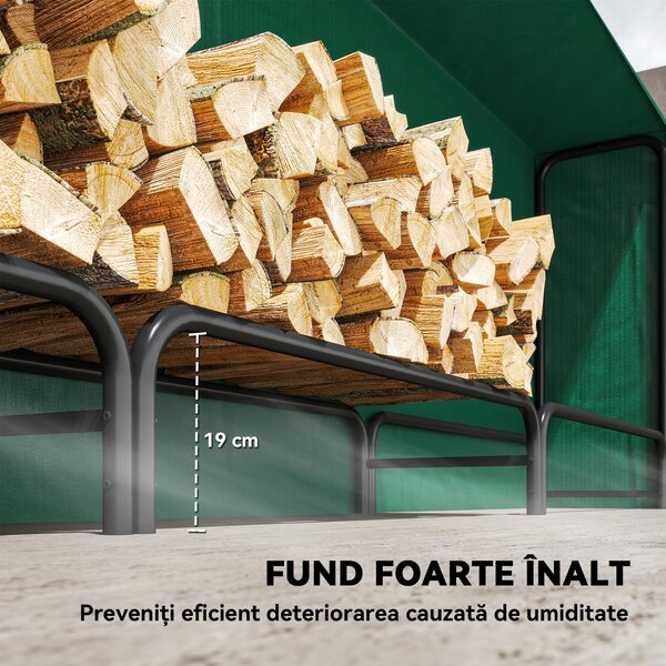 Outsunny Suport Lemne de 1m³ Reglabil cu Acoperire Impermeabilă 300x36x99 cm | Aosom Romania