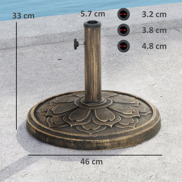 Outsunny Bază Rotundă pentru Umbrela cu Stâlpi de 34, 38, 48 mm, Φ46x33 cm, Bronz | Aosom Romania