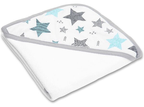 Prosop bebe 80x80 cm cu doua fete muselina si frotir Kidizi All Mint Stars