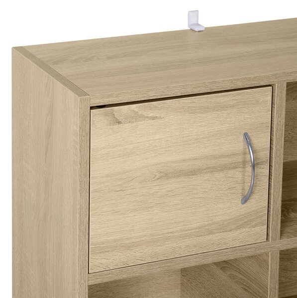 Biblioteca HOMCOM cu 3 Rafturi , 4 Compartimente si 2 Usi Basculante din Lemn Natural 61.5x29.5x80cm | Aosom Romania