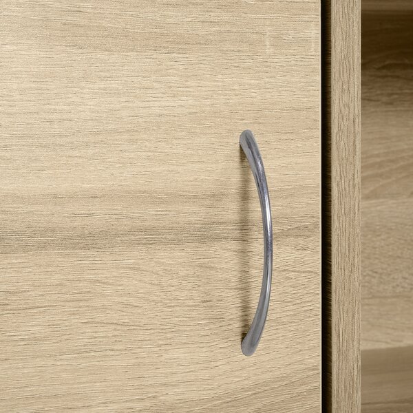 Biblioteca HOMCOM cu 3 Rafturi , 4 Compartimente si 2 Usi Basculante din Lemn Natural 61.5x29.5x80cm | Aosom Romania