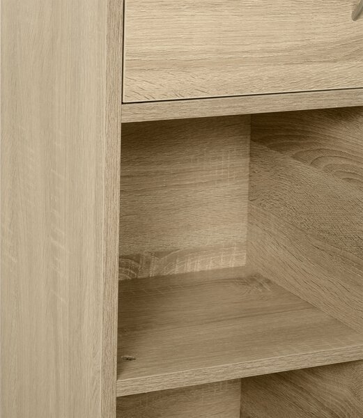 Biblioteca HOMCOM cu 3 Rafturi , 4 Compartimente si 2 Usi Basculante din Lemn Natural 61.5x29.5x80cm | Aosom Romania