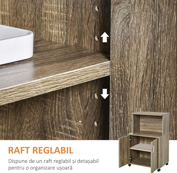 Mobilier Bucatarie cu 4 Roti, Dulapior cu Etajera din PAL, Lemn 60,4x40,3x97cm HOMCOM | Aosom Romania