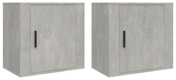 Noptiere de perete, 2 buc., gri beton, 50x30x47 cm