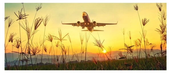 Tablou cu avionul ridicându-se spre zbor (120x50 cm)