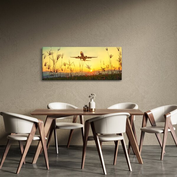 Tablou cu avionul ridicându-se spre zbor (120x50 cm)