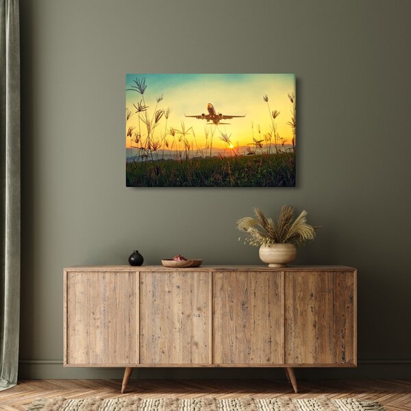 Tablou cu avionul ridicându-se spre zbor (90x60 cm)