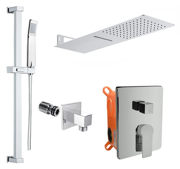 Mereo Mereo, Set de duș cu robinet ascuns - 3 căi - capac pătrat, MER-CB60157C1N
