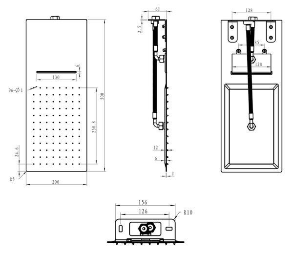 Mereo Mereo, Set de duș cu robinet ascuns - 3 căi - capac oval, MER-CB60157TB4