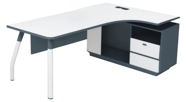 Birou Evelin cu suport metalic și rafturi integrate - dimensiuni W1600*D1200*H750 mm
